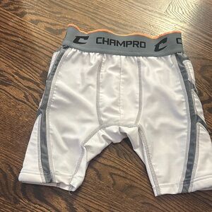 Champro White sliding Shorts with Gray & Orange Trim